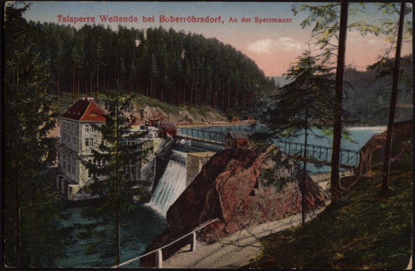 Talsperre Weltende bei Boberröhrsdorf, An der Sperrmauer [Dokument ikonograficzny]