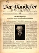 7. 11/12. numer czasopisma Der Wanderer z 1942 r. poświęcony G. Hauptmannowi w 30. rocznicę przyznania pisarzowi nagrody Nobla.