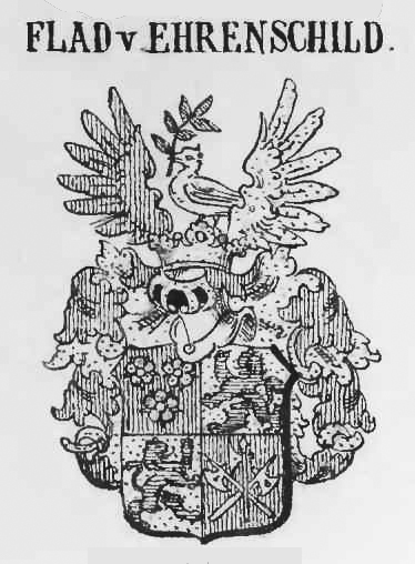 Godło rodziny Flade von Ehrenschild; Siebmachers Wappenbuch, tom 6, dział 8, część III: Der abgestorbene Adel der Preussischen Provinz Schlesien. Dritter Theil, Nürnberg 1890, plansza 49