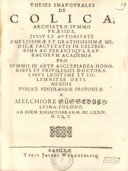 Dissertation Melchior Süßenbachs an der Universität Basel 1674.