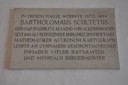 Gedenktafel in der Flur des Hauses von B. Scultetus in der Peterstr. 4 in Görlitz. Gegenwärtiger Zustand (2014). Fot. AP.