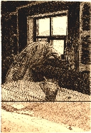 7. Erich Fuchs, Das Schlüppla - Fenster, 1929, zweifarbige Radierung, 17. Grafik in der Sammlung Das Baudenleben Der Besitz von Riesengebirgsmuseum in Jelenia Gora.