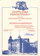 9. Certificate of the 30th anniversary of Jelenia Gora theatre, 1975.