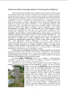 Kamienne obiekty dawnego prawa na terenie gminy Podgórzyn [Dokument elektroniczny]