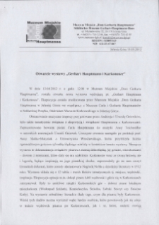 Otwarcie wystawy "Gerhart Hauptmann i Karkonosze" [Dokument życia społecznego]