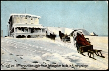 Auffahrt von Hörnerschlitten an der Neuen Schlesischen Baude im Riesengebirge. [Dokument ikonograficzny]