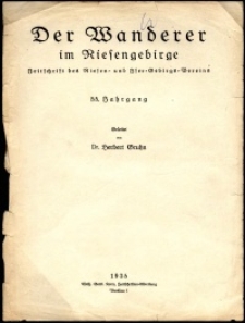 Der Wanderer im Riesengebirge, 1935, Inhaltsverzeichnis