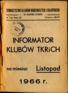 Informator Klubów TKRiCH, listopad 1966