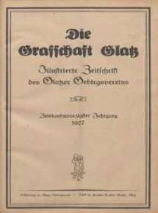 Die Grafschaft Glatz : Illustrierte Zeitschrift des Glatzer Gebirgsvereins, Jr. 22, 1927, nr 1/2
