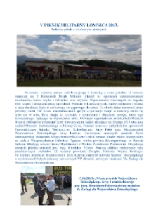 V Piknik Militarny Łomnica 2013. Rodzinny piknik z wojskowymi atrakcjami [Dokument elektroniczny]