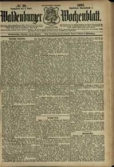 Waldenburger Wochenblatt, Jg. 38, 1892, nr 29