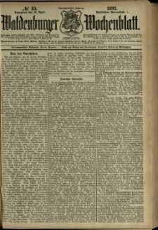 Waldenburger Wochenblatt, Jg. 38, 1892, nr 35