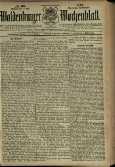 Waldenburger Wochenblatt, Jg. 38, 1892, nr 36