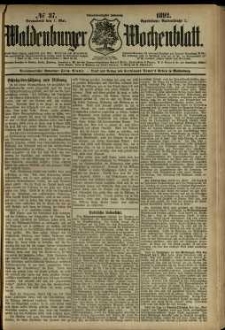 Waldenburger Wochenblatt, Jg. 38, 1892, nr 37