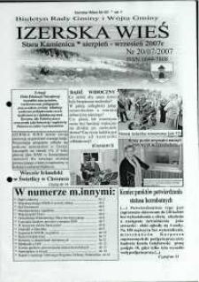 Izerska Wieś : Biuletyn Rady Gminy i Wójta Gminy, 2007, nr 20