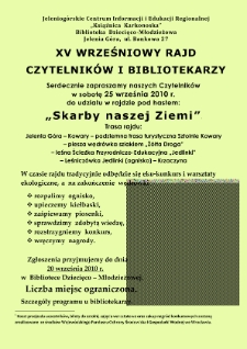 XV Wrześniowy Rajd Czytelników i Bibliotekarzy - informator
