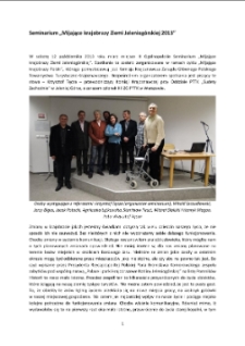 Seminarium „Mijające krajobrazy Ziemi Jeleniogórskiej 2013” [Dokument elektroniczny]