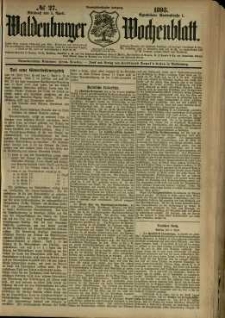 Waldenburger Wochenblatt, Jg. 39, 1893, nr 27