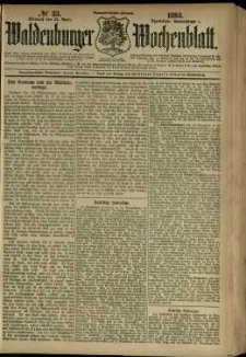 Waldenburger Wochenblatt, Jg. 39, 1893, nr 33