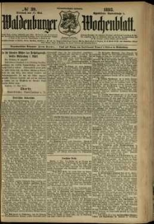 Waldenburger Wochenblatt, Jg. 39, 1893, nr 39
