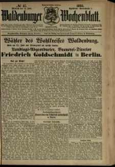 Waldenburger Wochenblatt, Jg. 39, 1893, nr 47