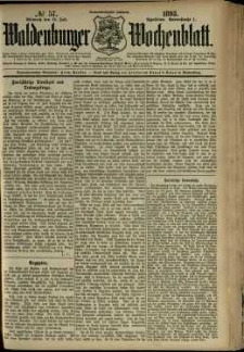 Waldenburger Wochenblatt, Jg. 39, 1893, nr 57
