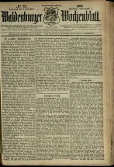 Waldenburger Wochenblatt, Jg. 39, 1893, nr 72