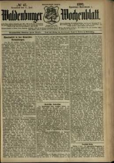 Waldenburger Wochenblatt, Jg. 38, 1892, nr 47