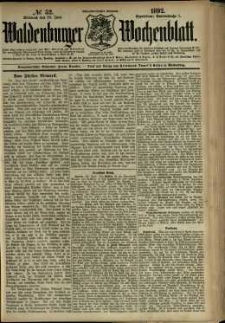 Waldenburger Wochenblatt, Jg. 38, 1892, nr 52