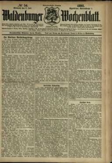 Waldenburger Wochenblatt, Jg. 38, 1892, nr 54