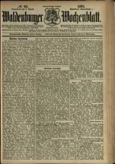 Waldenburger Wochenblatt, Jg. 38, 1892, nr 63