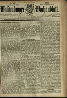 Waldenburger Wochenblatt, Jg. 38, 1892, nr 65
