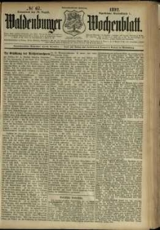 Waldenburger Wochenblatt, Jg. 38, 1892, nr 67