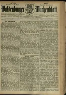 Waldenburger Wochenblatt, Jg. 38, 1892, nr 69