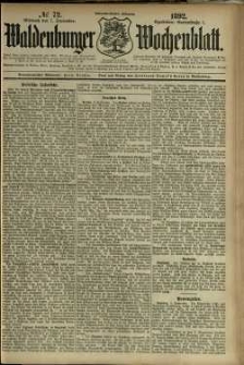Waldenburger Wochenblatt, Jg. 38, 1892, nr 72