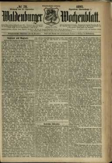 Waldenburger Wochenblatt, Jg. 38, 1892, nr 78
