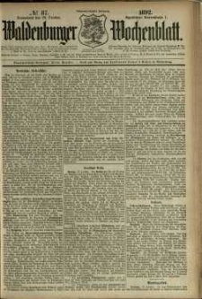 Waldenburger Wochenblatt, Jg. 38, 1892, nr 87
