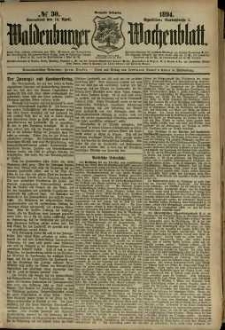 Waldenburger Wochenblatt, Jg. 40, 1894, nr 30