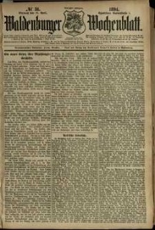 Waldenburger Wochenblatt, Jg. 40, 1894, nr 31