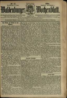 Waldenburger Wochenblatt, Jg. 40, 1894, nr 47