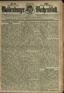 Waldenburger Wochenblatt, Jg. 40, 1894, nr 51