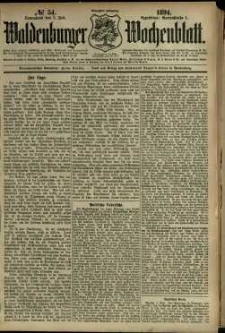 Waldenburger Wochenblatt, Jg. 40, 1894, nr 54