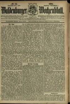 Waldenburger Wochenblatt, Jg. 40, 1894, nr 54