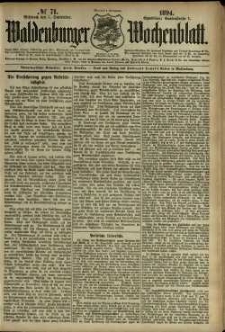 Waldenburger Wochenblatt, Jg. 40, 1894, nr 71