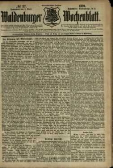 Waldenburger Wochenblatt, Jg. 37, 1891, nr 27