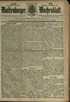 Waldenburger Wochenblatt, Jg. 37, 1891, nr 33