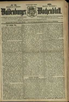 Waldenburger Wochenblatt, Jg. 37, 1891, nr 72