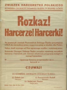 Rozkaz! Harcerze! Harcerki! [Jel. Góra, 26. lipca 1945]