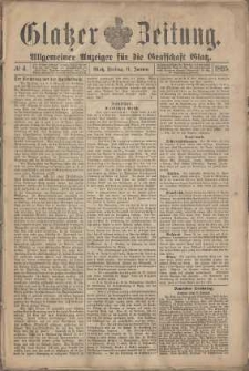 Glatzer Zeitung : Allgemeiner Anzeiger fuer Stadt und Land, 1895, nr 4 [11.01]