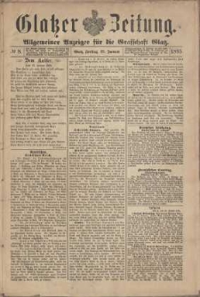 Glatzer Zeitung : Allgemeiner Anzeiger fuer Stadt und Land, 1895, nr 8 [25.01]